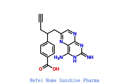 Kyselina benzoová, 4-[1-[(2,4-diamino-6-pteridinyl)methyl]-3-butyn-1-yl]- CAS 146464-93-9